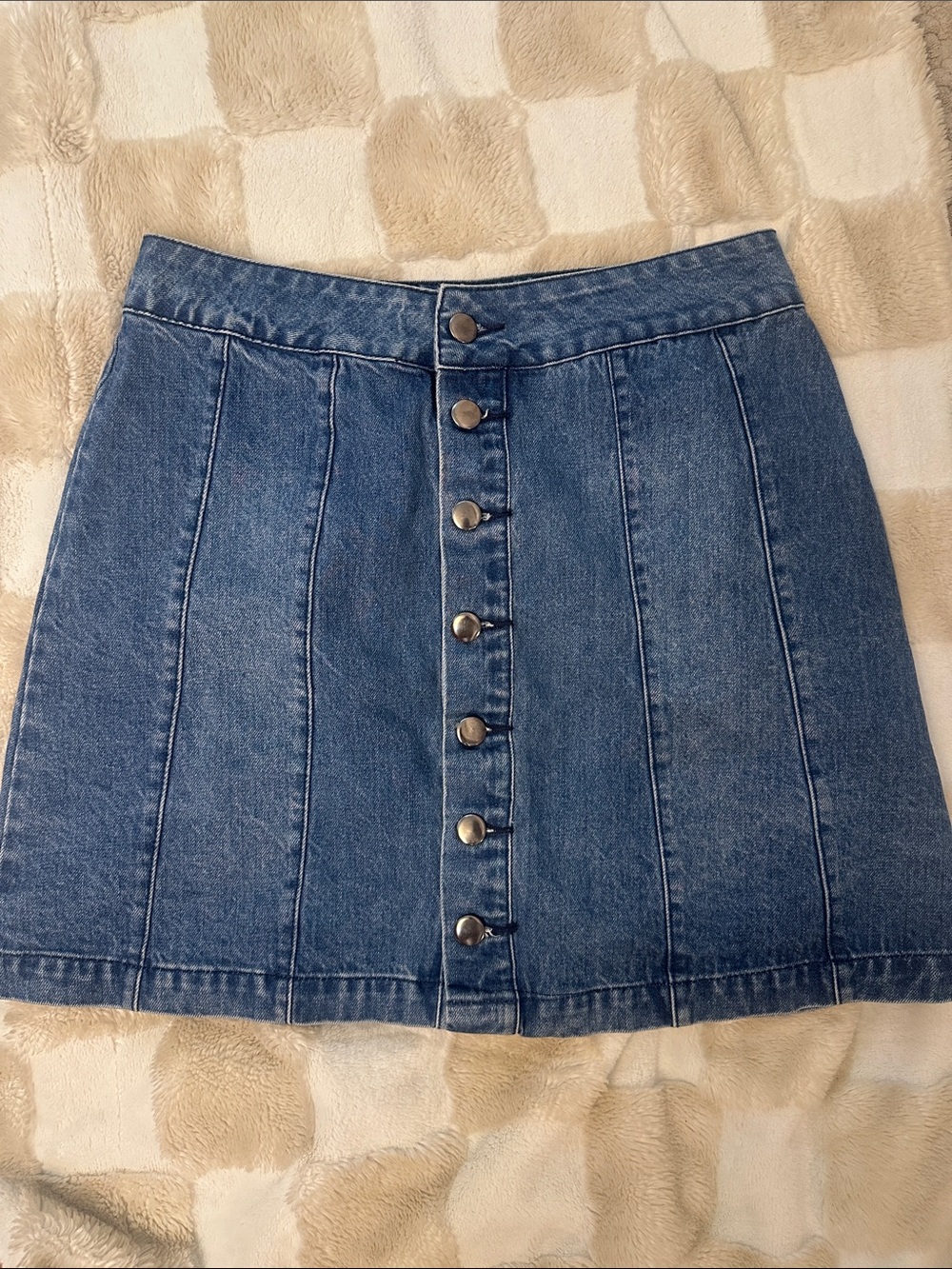 Retro BDG Button-Front Denim Skirt - Blue